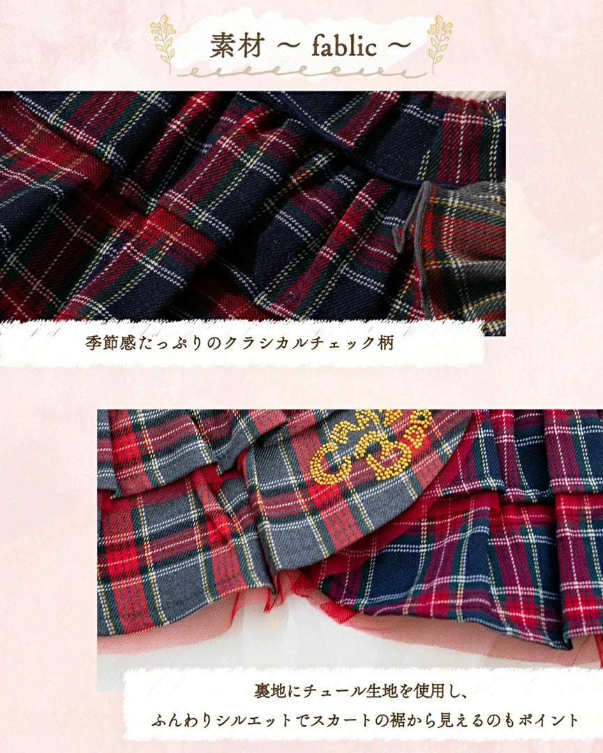 クレイジーブー CRAZYBOO タータンチェックニットワンピ【犬服 小型犬 ワンピース スカート ドレス セレブ】