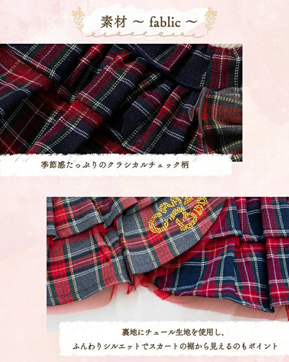 クレイジーブー CRAZYBOO タータンチェックニットワンピ【犬服 小型犬 ワンピース スカート ドレス セレブ】