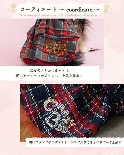 クレイジーブー CRAZYBOO タータンチェックニットワンピ【犬服 小型犬 ワンピース スカート ドレス セレブ】