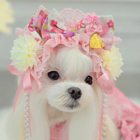 きゃんナナ CanNana ☆9月下旬入荷予定☆ ラグジュアリー和ロリヘッドドレス  HD-030【小型犬 犬用 ヘアアクセサリー バレッタ】