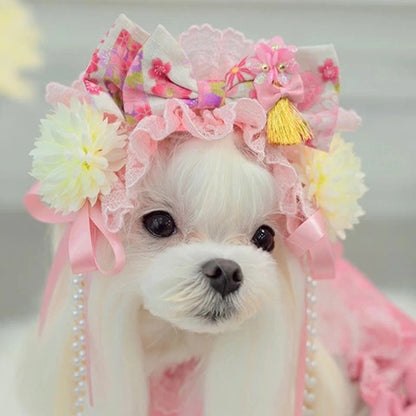 きゃんナナ CanNana ☆9月下旬入荷予定☆ ラグジュアリー和ロリヘッドドレス  HD-030【小型犬 犬用 ヘアアクセサリー バレッタ】