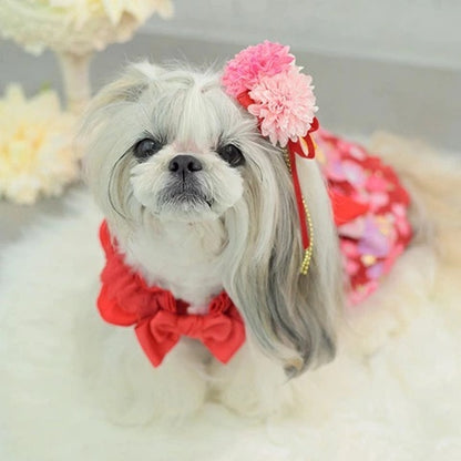 きゃんナナ CanNana ☆9月下旬入荷予定☆ 和風ロングバレッタ LB-318【小型犬 犬用 ヘアアクセサリー バレッタ】