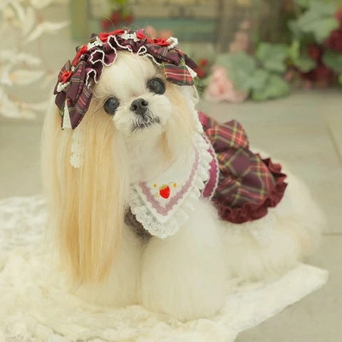 きゃんナナ CanNana ☆9月下旬入荷予定☆ タータンチェックヘッドドレス HD-031【小型犬 犬用 ヘアアクセサリー ヘッドドレス】