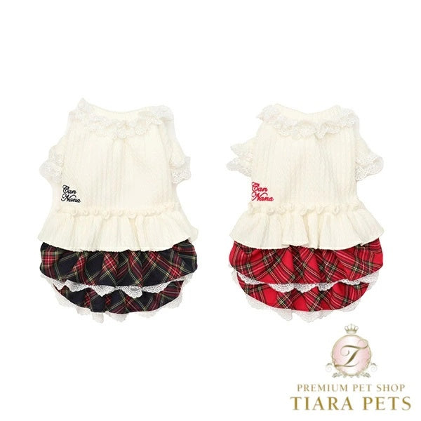 きゃんナナ CanNana クラシカルチェックドッキングワンピース 1168【小型犬 犬服 ワンピース ドレス スカート】