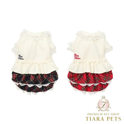 きゃんナナ CanNana クラシカルチェックドッキングワンピース 1168【小型犬 犬服 ワンピース ドレス スカート】
