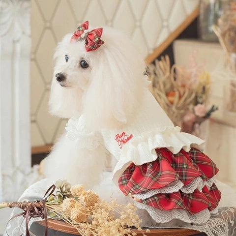 きゃんナナ CanNana クラシカルチェックドッキングワンピース 1168【小型犬 犬服 ワンピース ドレス スカート】