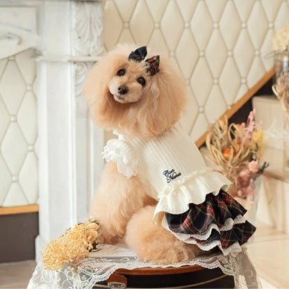 きゃんナナ CanNana クラシカルチェックドッキングワンピース 1168【小型犬 犬服 ワンピース ドレス スカート】