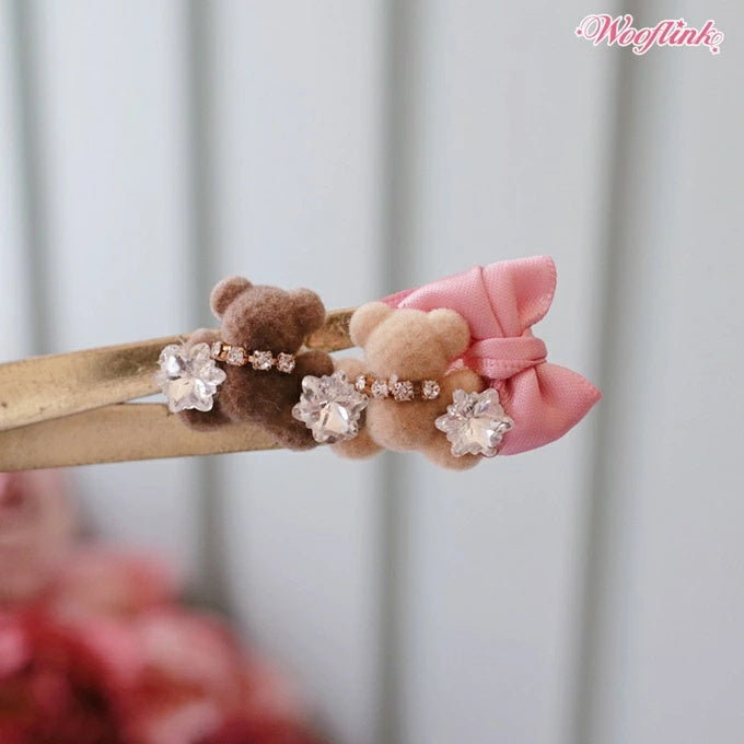 ウーフリンク WOOFLINK TEDDY & BOW【小型犬 犬用 ヘアアクセサリー ヘアクリップ セレブ】