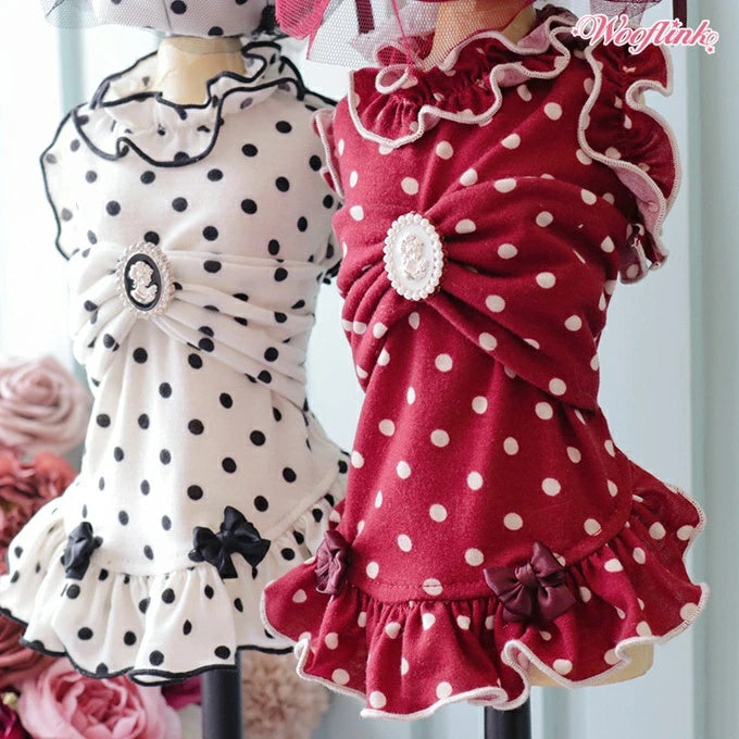 ウーフリンク WOOFLINK POLKA POLKA MINI DRESS【小型犬 犬服 ワンピース ドレス スカート セレブ】