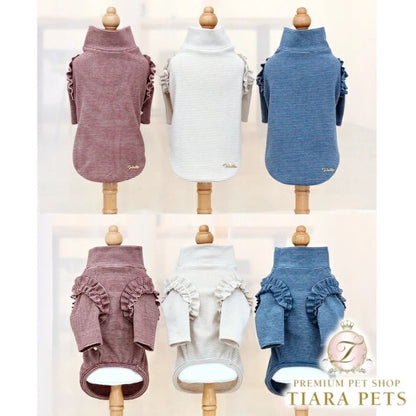 ミムット mimtto Warm border turtleneck shirt【小型犬 犬服 トップス Tシャツ 長袖 カットソー セレブ】