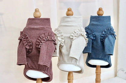ミムット mimtto Warm border turtleneck shirt【小型犬 犬服 トップス Tシャツ 長袖 カットソー セレブ】