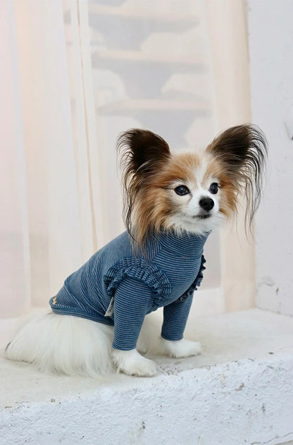 ミムット mimtto Warm border turtleneck shirt【小型犬 犬服 トップス Tシャツ 長袖 カットソー セレブ】