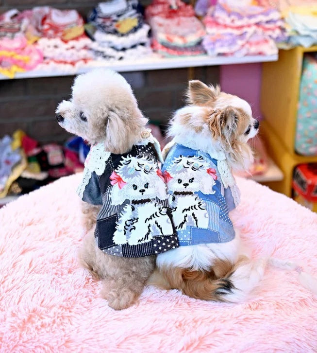 J&Kアニマルズ J&K animals パッチワーク デニムシャツ【小型犬 犬服 トップス シャツ】