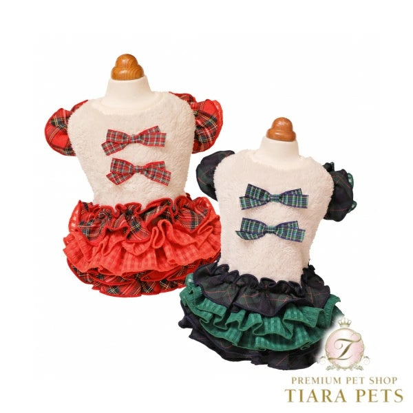 ゴッドピヴァ GODPIVA★ご予約★あったかテラボアチェックワンピース【小型犬 犬服 ワンピース ドレス スカート セレブ】