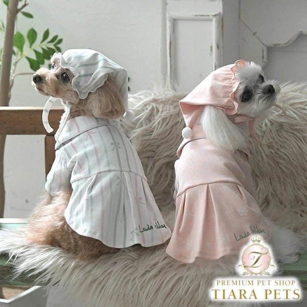 ローラアシュレイ LAURA ASHLEY リラックスパジャマスリープ帽子セット【小型犬 犬服 ウエア ルームウェア 部屋着 パジャマ セレブ】