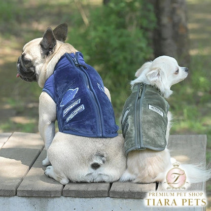 アヴィレックス AVIREX ロゴパッチフリースジャケット【小型犬 犬服 アウター ジャケット カジュアル】