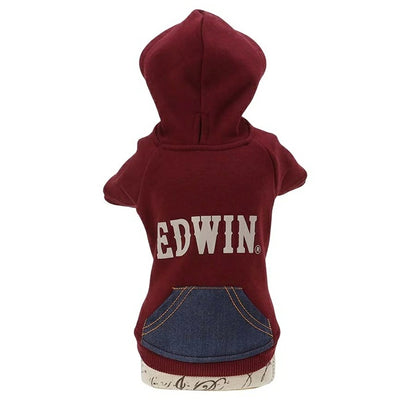 エドウイン EDWIN デニムライクポケット付パーカー【小型犬 犬服 ウエア トップス スウェット パーカー フーディ カジュアル】