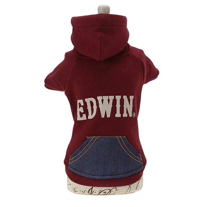 エドウイン EDWIN デニムライクポケット付パーカー【小型犬 犬服 ウエア トップス スウェット パーカー フーディ カジュアル】