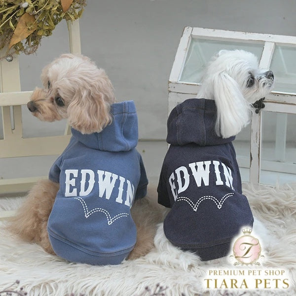 エドウイン EDWIN デニムライクパーカー【小型犬 犬服 ウエア トップス スウェット パーカー フーディ カジュアル】
