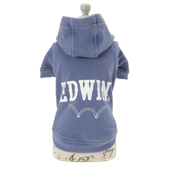 エドウイン EDWIN デニムライクパーカー【小型犬 犬服 ウエア トップス スウェット パーカー フーディ カジュアル】