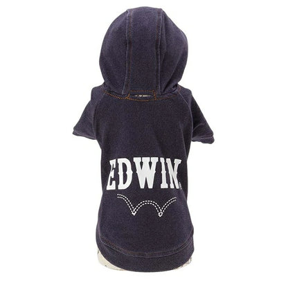 エドウイン EDWIN デニムライクパーカー【小型犬 犬服 ウエア トップス スウェット パーカー フーディ カジュアル】