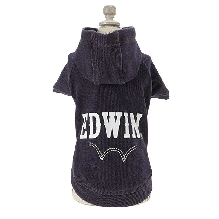 エドウイン EDWIN デニムライクパーカー【小型犬 犬服 ウエア トップス スウェット パーカー フーディ カジュアル】