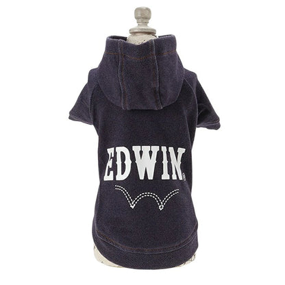 エドウイン EDWIN デニムライクパーカー【小型犬 犬服 ウエア トップス スウェット パーカー フーディ カジュアル】