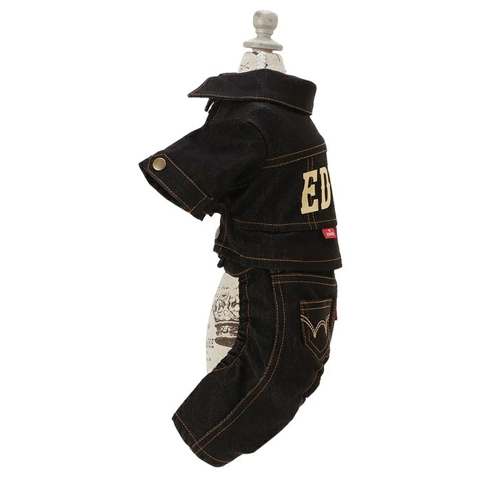 エドウイン EDWIN デニムライクセットアップ【小型犬 犬服 ウエア トップス セットアップ ジャケット パンツ カジュアル】