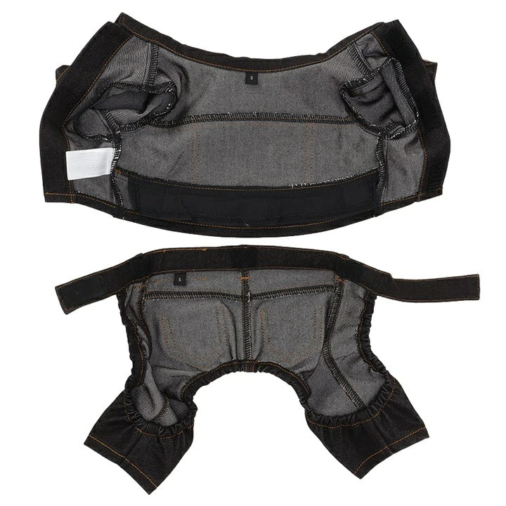 エドウイン EDWIN デニムライクセットアップ【小型犬 犬服 ウエア トップス セットアップ ジャケット パンツ カジュアル】