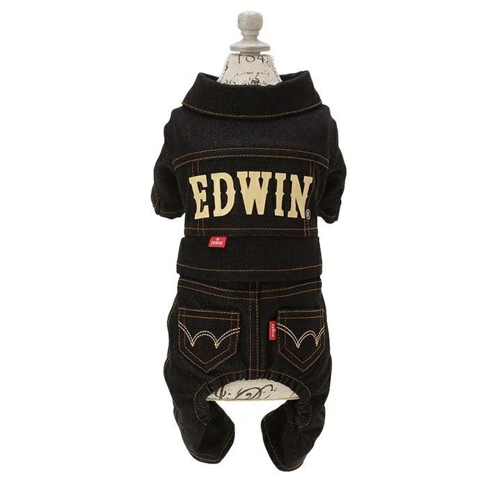 エドウイン EDWIN デニムライクセットアップ【小型犬 犬服 ウエア トップス セットアップ ジャケット パンツ カジュアル】
