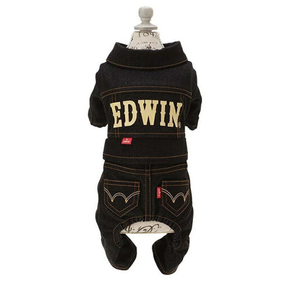エドウイン EDWIN デニムライクセットアップ【小型犬 犬服 ウエア トップス セットアップ ジャケット パンツ カジュアル】