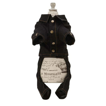 エドウイン EDWIN デニムライクセットアップ【小型犬 犬服 ウエア トップス セットアップ ジャケット パンツ カジュアル】