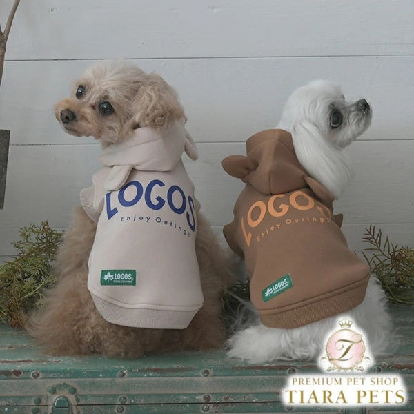 ロゴス LOGOS クマ耳ロゴパーカー【小型犬 犬服 ウェア トップス パーカー フーディ カジュアル】