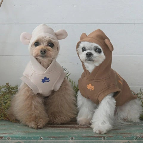 ロゴス LOGOS クマ耳ロゴパーカー【小型犬 犬服 ウェア トップス パーカー フーディ カジュアル】