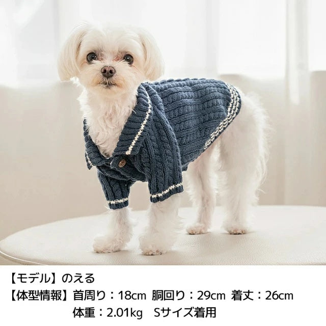 ディーズチャット D's CHAT 襟ラインニット【犬服 小型犬 ダックス フレブル ドッグウェア トップス ニット セーター】