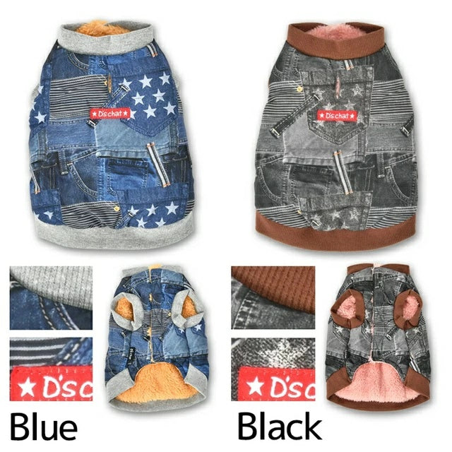 ディーズチャット D's CHAT デニム柄アウター【犬服 小型犬 犬服 小型犬 ダックス フレブル ドッグウェア アウター ジャケット】