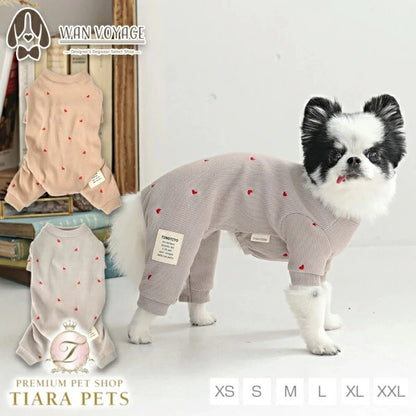 ティノティート TINOTITO ハート刺しゅうロンパース【小型犬 犬服 ドッグウェア ロンパース つなぎ パンツ】