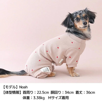 ティノティート TINOTITO ハート刺しゅうロンパース【小型犬 犬服 ドッグウェア ロンパース つなぎ パンツ】