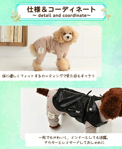 ティノティート TINOTITO ハート刺しゅうロンパース【小型犬 犬服 ドッグウェア ロンパース つなぎ パンツ】