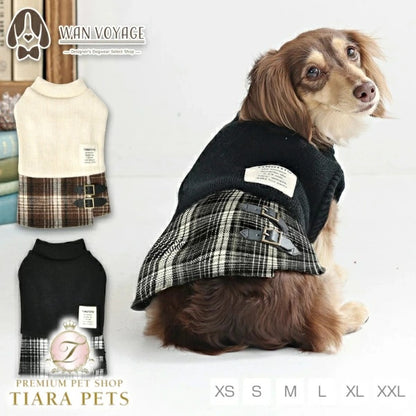 ティノティート TINOTITO チェック柄ニットワンピ【小型犬 犬服 ドッグウェア ワンピース ドレス スカート】