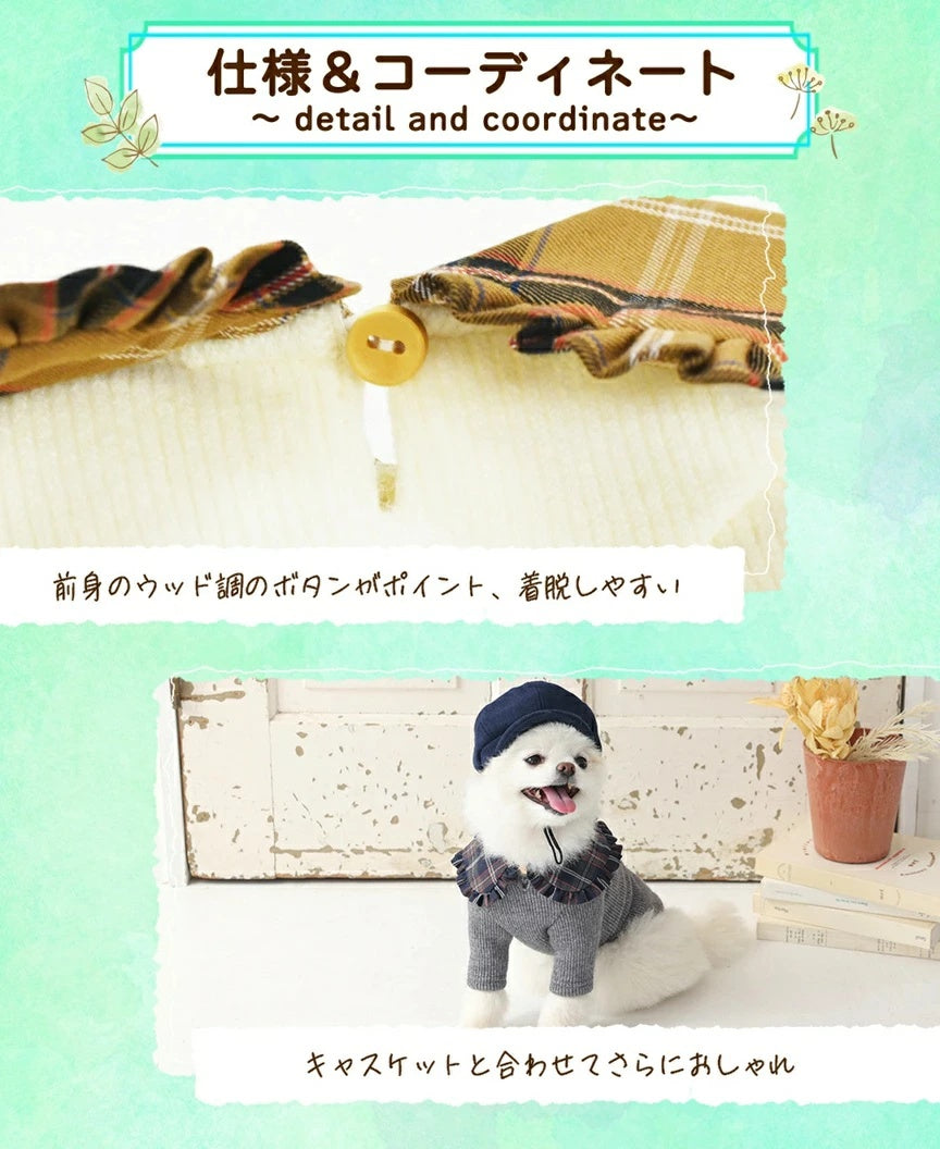 ティノティート TINOTITO タータン襟長袖ニット【小型犬 犬服 ドッグウェア トップス ニット セーター】
