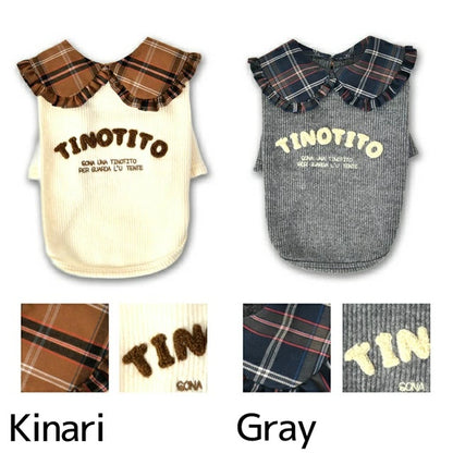 ティノティート TINOTITO タータン襟長袖ニット【小型犬 犬服 ドッグウェア トップス ニット セーター】