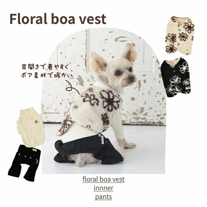 ティノティート TINOTITO 背開き花柄ボアベスト【小型犬 犬服 ドッグウェア アウター ベスト ジャケット】