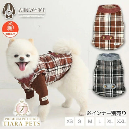 ティノティート TINOTITO チェックツイードアウター【小型犬 犬服 ドッグウェア アウター ベスト ジャケット】
