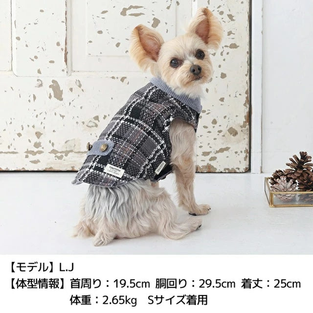 ティノティート TINOTITO チェックツイードアウター【小型犬 犬服 ドッグウェア アウター ベスト ジャケット】