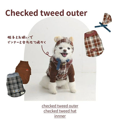 ティノティート TINOTITO チェックツイードアウター【小型犬 犬服 ドッグウェア アウター ベスト ジャケット】