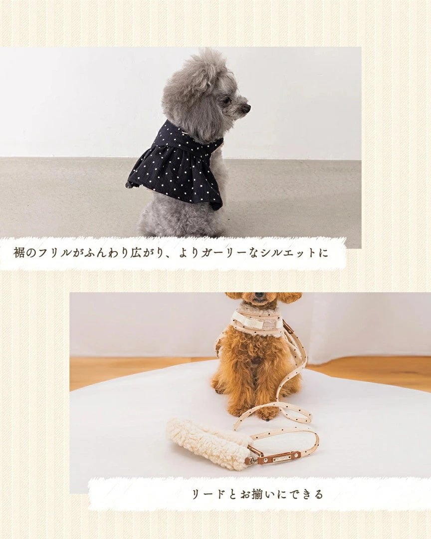 アントゥトゥ Un TouTou ドット柄ハーネス【小型犬 犬用 ハーネス お散歩 セレブ】