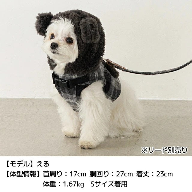 アントゥトゥ Un TouTou ボアフードハーネス【小型犬 犬用 ハーネス お散歩 セレブ】