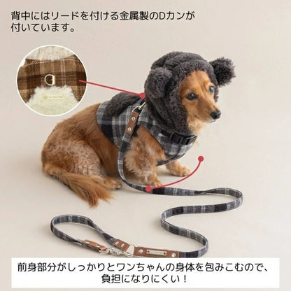 アントゥトゥ Un TouTou ボアフードハーネス【小型犬 犬用 ハーネス お散歩 セレブ】