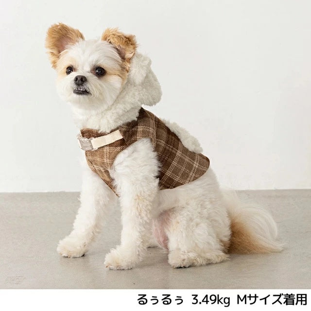 アントゥトゥ Un TouTou ボアフードハーネス【小型犬 犬用 ハーネス お散歩 セレブ】
